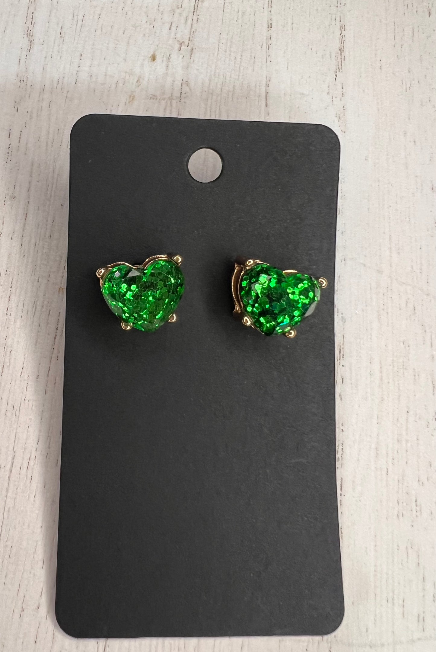 Green heart studs